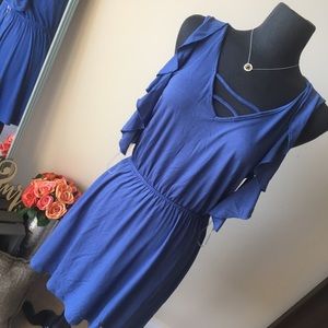 Blue Cold Shoulder Dress W/ Tags Size M/L